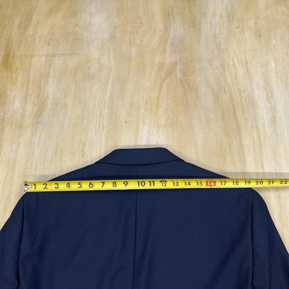 Kenneth Cole Blazer Jacket Sport Coat Mens 46R Polyester Blend Stretch Dark Navy